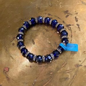 Royal Blue Glass Bead Stretch Bracelet - Alexander Kalifano